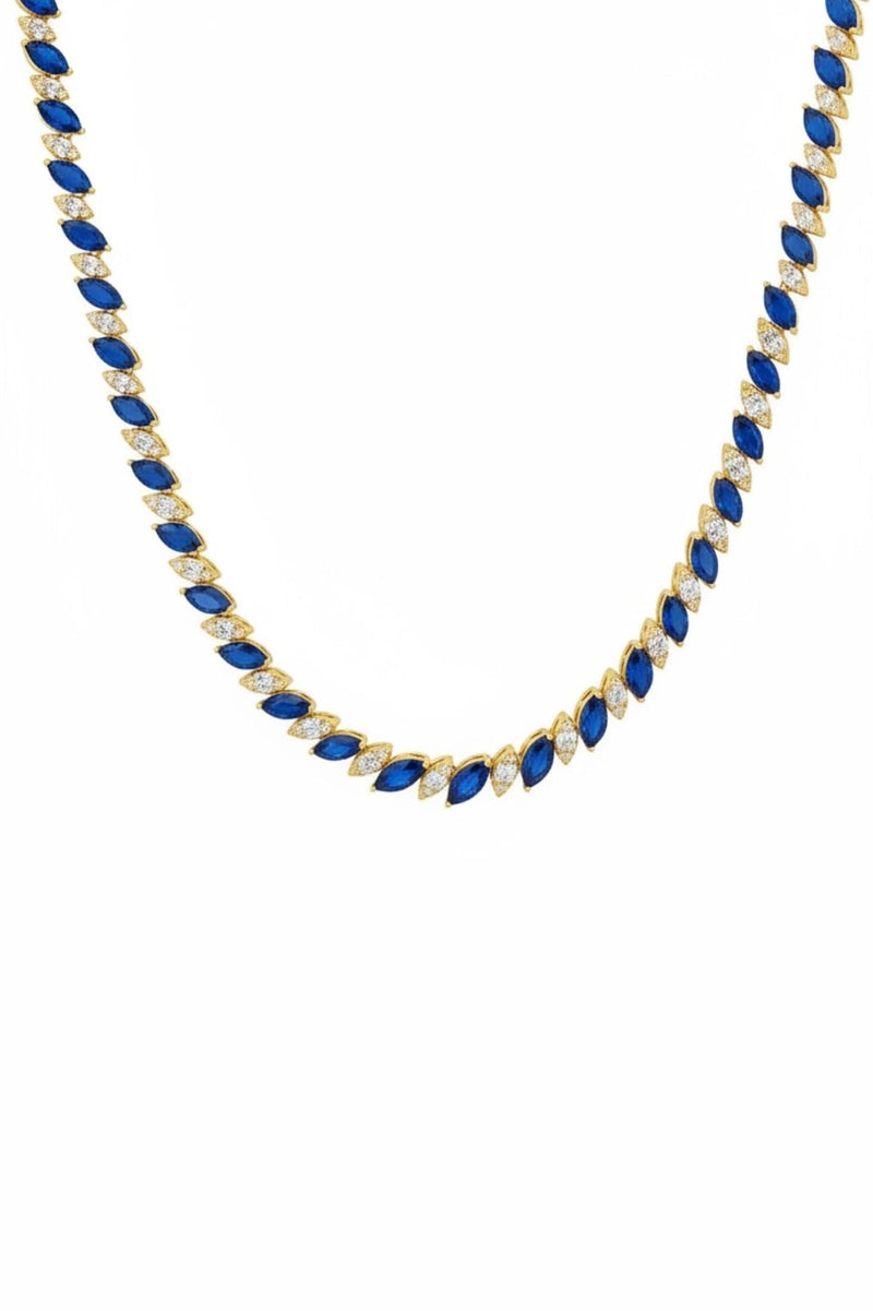 Viscountess Statement Tennis Necklace Sapphire Gold