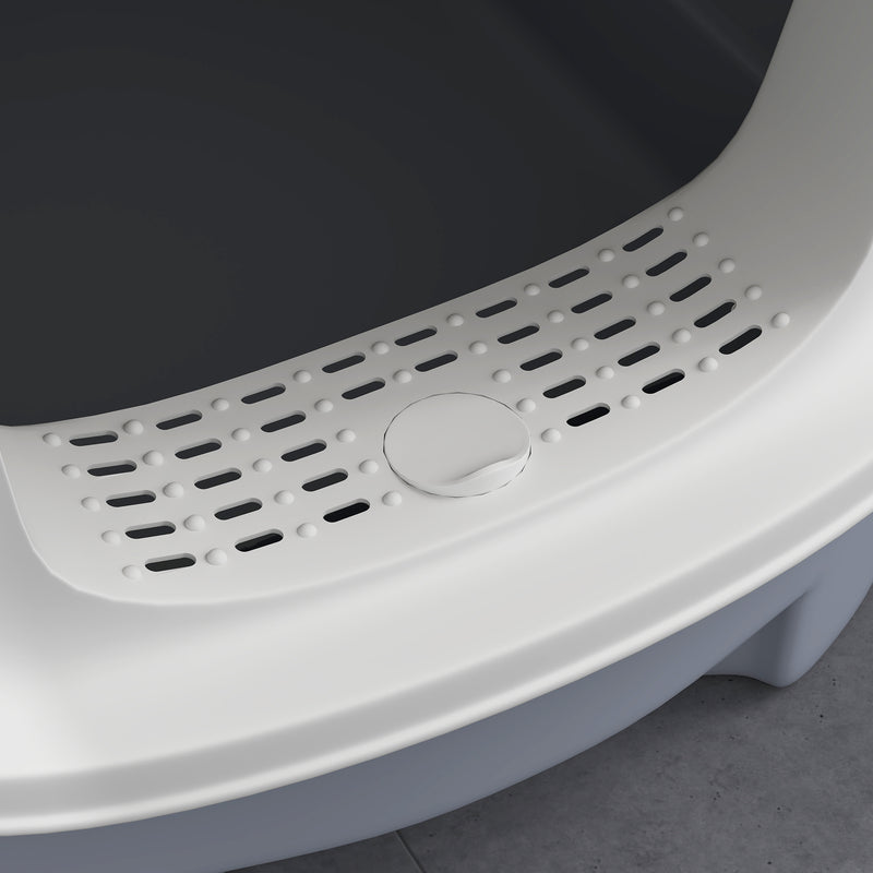 PawHut Cat Litter Box, Hooded Cat Litter Tray with Lid, Scoop, Grey