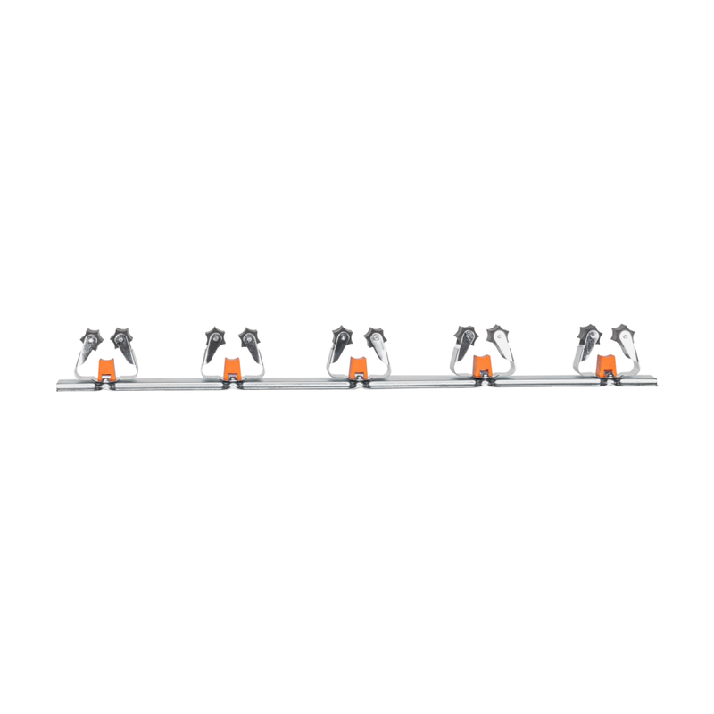 Wall Mount Tool Holder Rail - Roller Grip Design (5 Handles)