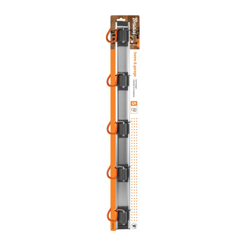 Wall Mount Tool Rack Rail with 5 x S Hanging Hooks