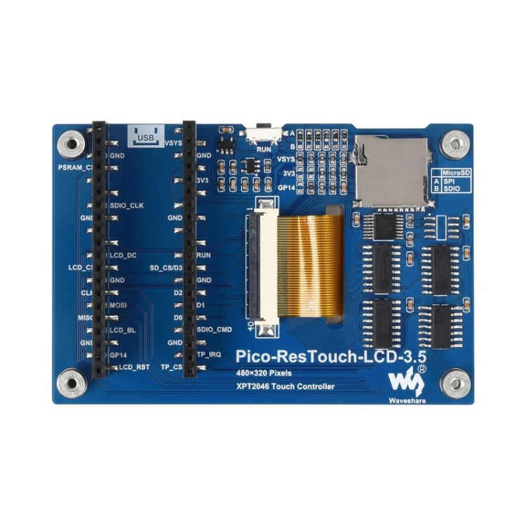 WAVESHARE 3.5 inch 65K Colors 480 x 320 Touch Display Module for Raspberry Pi Pico, SPI Interface, 3.5 inch