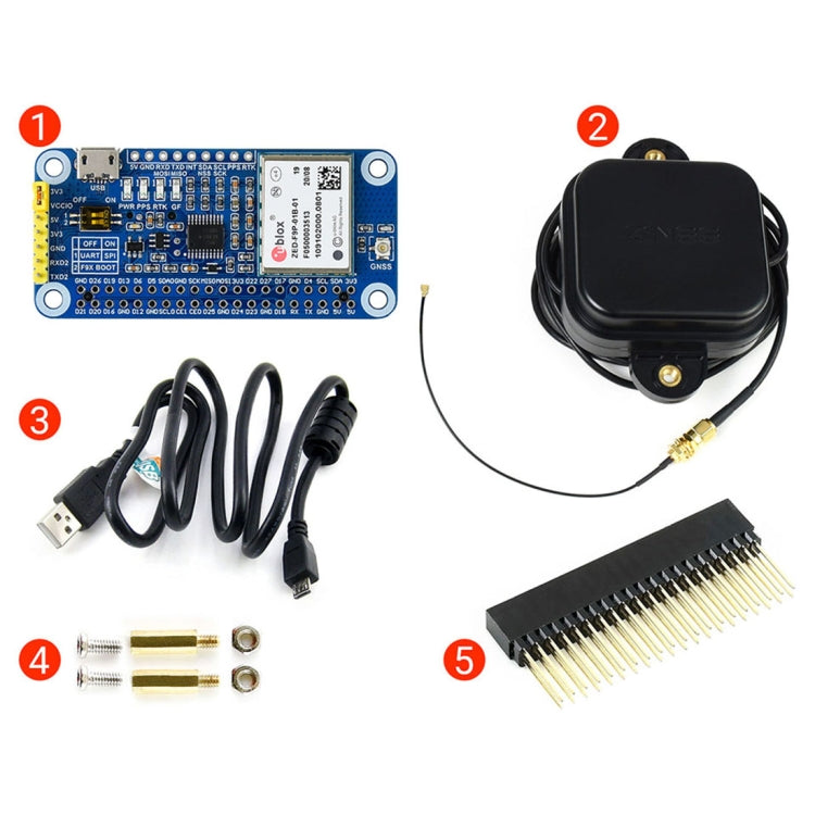 Waveshare ZED-F9P GPS-RTK HAT Centimeter Level Accuracy Multi-Band RTK Differential GPS Module for Raspberry Pi, ZED-F9P