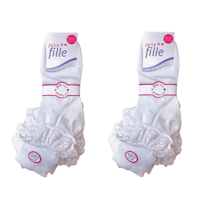6 Pack Girls Frilly Fancy Lace Cotton Socks