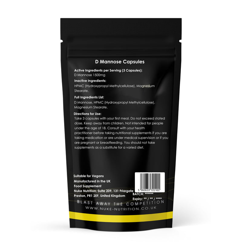 D Mannose 1500mg Daily Dose Urinary Tract Infections (UTI) Bacteria Cleanse Capsules