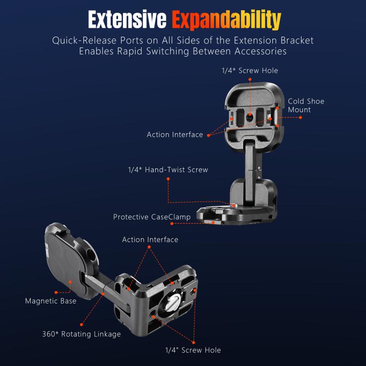 For DJI Osmo Pocket 3 STARTRC Metal L-shaped Expansion Bracket, For DJI Osmo Pocket 3