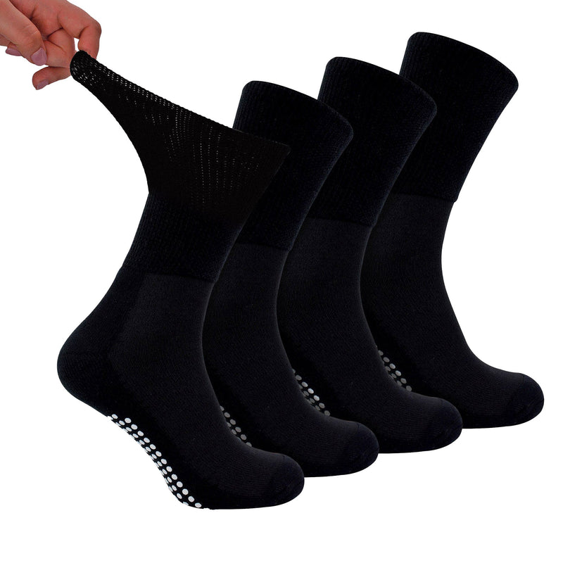 4 Pack Bamboo Diabetic Socks With Grips for Men and Women