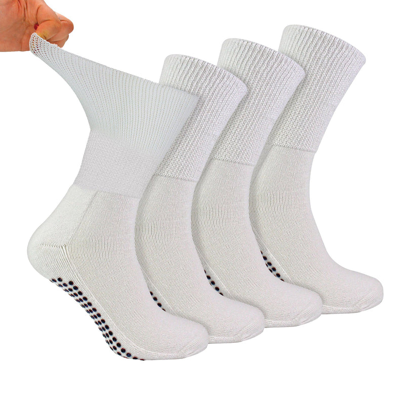 4 Pack Bamboo Diabetic Socks With Grips for Men and Women