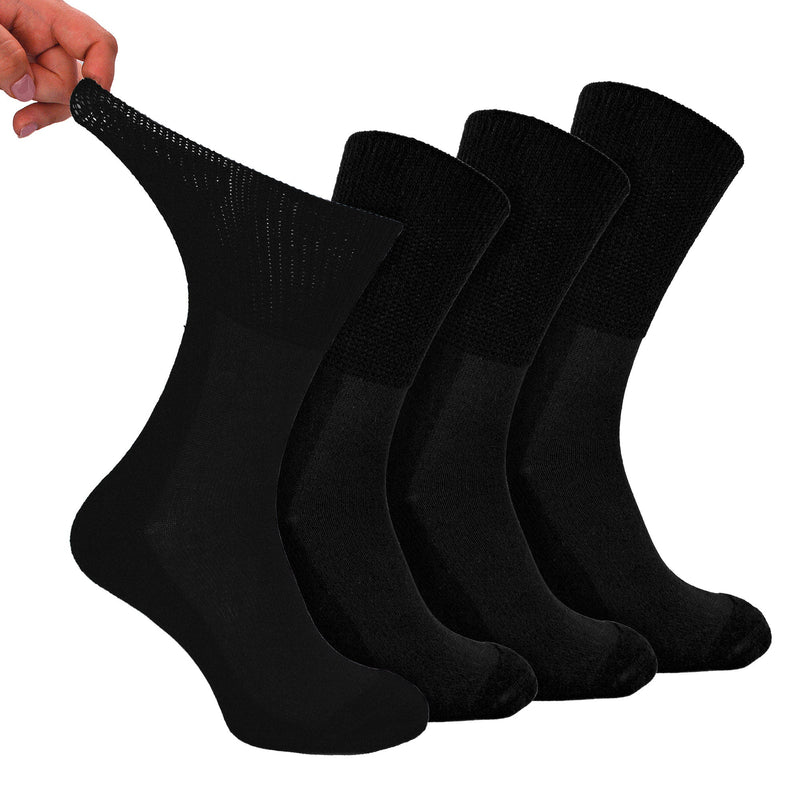 4 Pack Extra Wide Non Elastic Bamboo Diabetic Socks