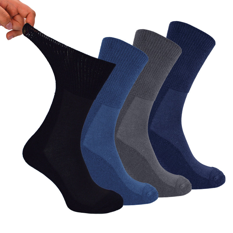 4 Pack Extra Wide Non Elastic Bamboo Diabetic Socks