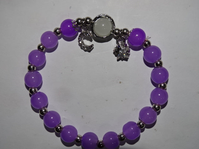 Moon and Planets Elastic Glass Bead Bracelets