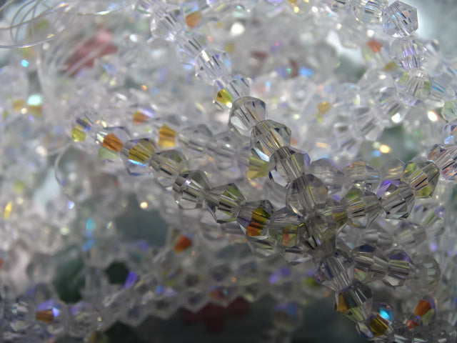 Ab Rainbow Plated Imitation Austrian Crystal Bicones  4~4.5x4mm