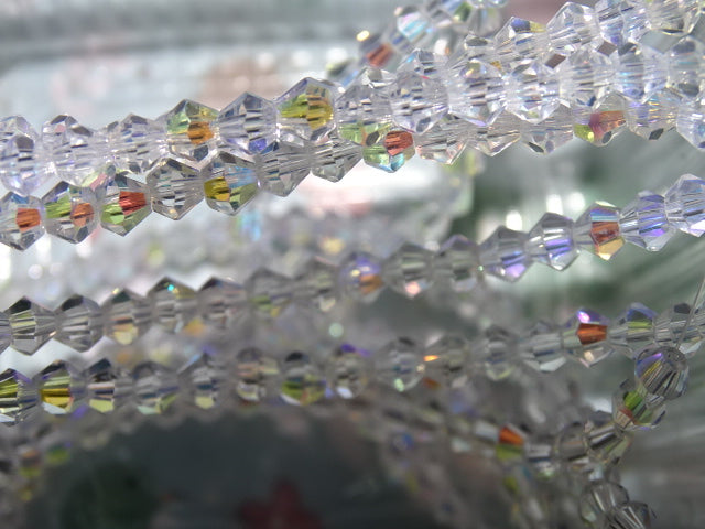 Ab Rainbow Plated Imitation Austrian Crystal Bicones  4~4.5x4mm
