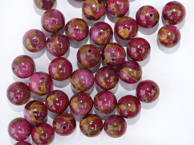 Dyed Synthetic Gold Clinquant Stone Beads 10mm 'Golden Ruby'