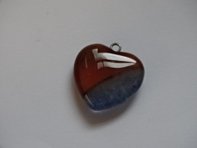 Heart Shaped Natural Dyed Agate Pendant with loop.