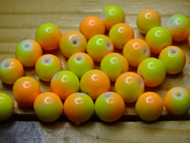'Sunrise'  2 Tone 8mm Glass Beads