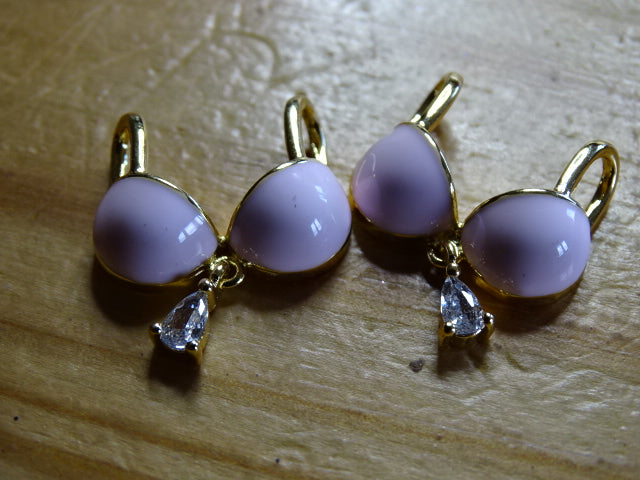 Gold Plated with Cubic Zirconia ' Cheeky Bikini'  (Pink)  Charms