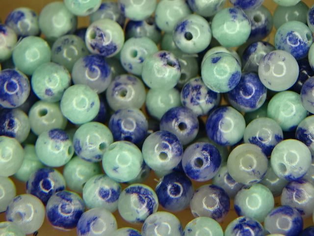 'Arctic Sky'  Dyed Persian 6mm White Jade Beads