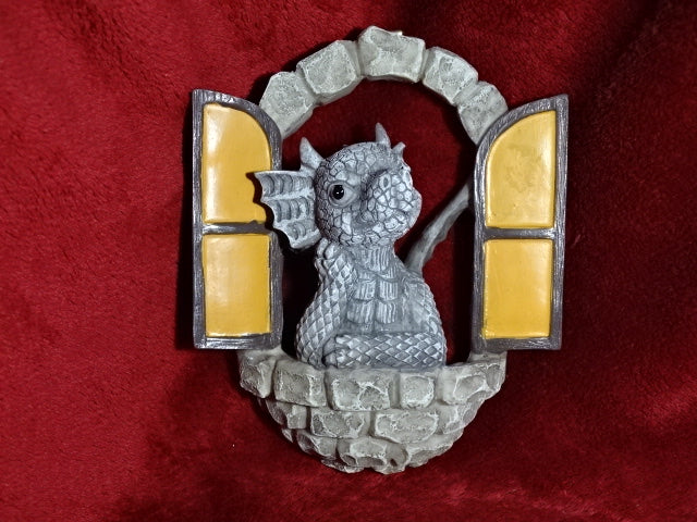 'Thinking Dragon' wall mounted resin sculpture