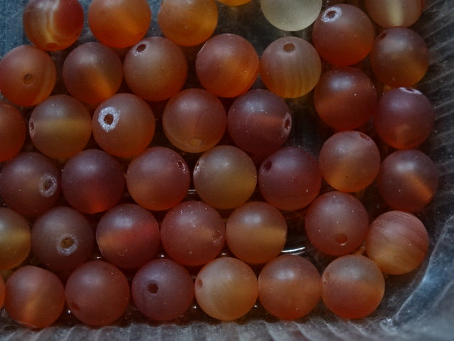Pretty Frosted Genuine Orange Agate Bead  8mm