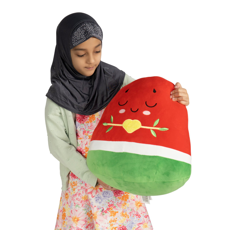 Watermelon Plushie - 40cm Soft Cuddly Pillow Adorable Fruit Plush Muslim Doll | Ramadan & Eid Gift