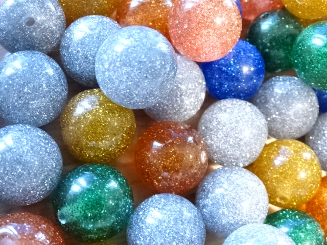 Big N Chunky Sparkly Glitter Resin Beads Random Mix  20mm