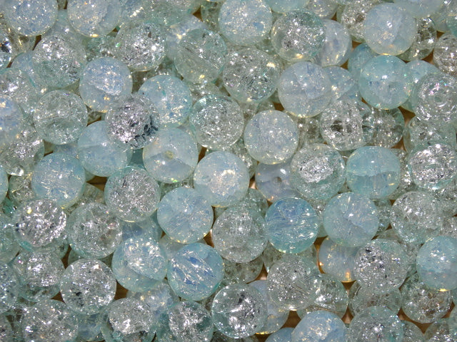 'Twinkling Tundra' 10mm Crystal Effect Crackle Glass Beads