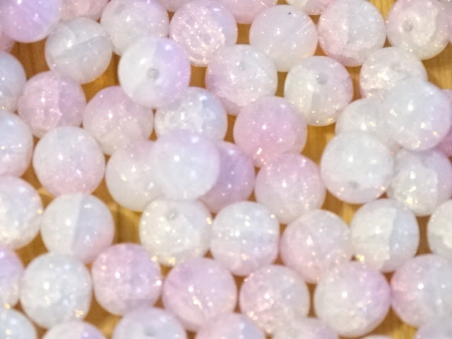 'Candyfloss Ice'   Imitation Opal Crackle Glass Beads   10mm