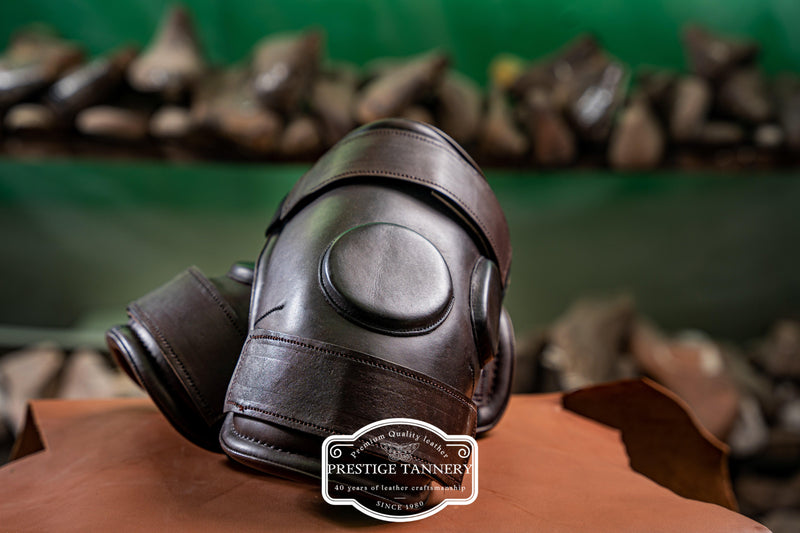 Classic Brown Leather Knee Guards - Monogrammed