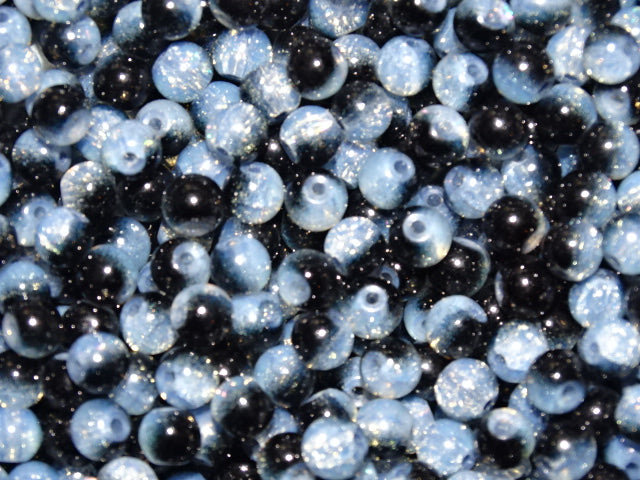 'Monochrome Magic'    Imitation Opalite Crackle Glass Beads 6mm