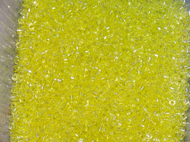 Transparent Yellow Ab Rainbow 3mm seed (8/0)
