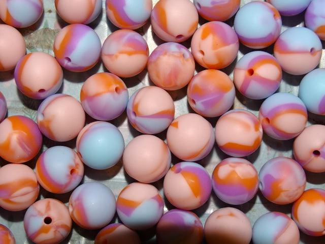 'Summertime Swirl'  Round Silicone Focal Beads  15x 15mm