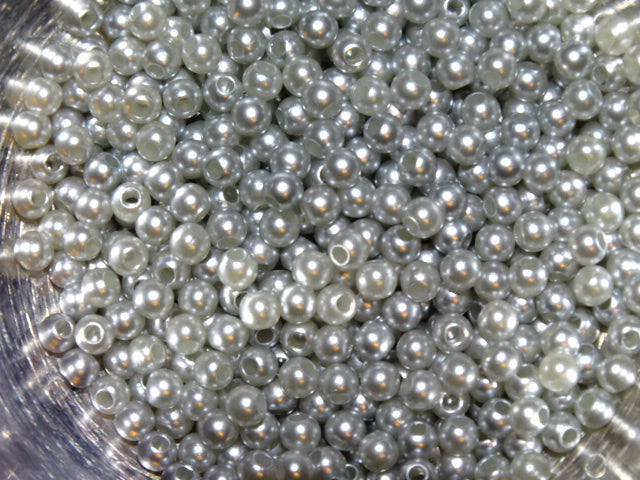 'Simply Silver Pearl'  4mm Acrylic Pearl Beads