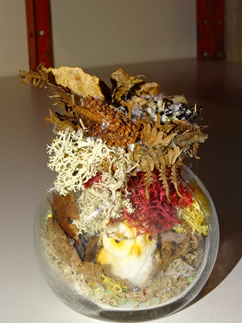 Handmade Cute Festive Owl Jar Diorama