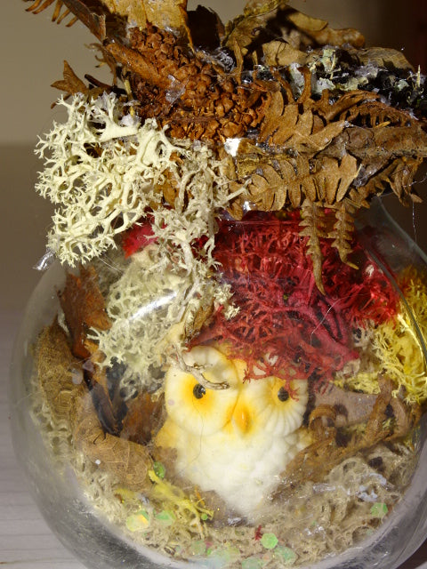 Handmade Cute Festive Owl Jar Diorama