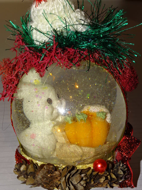 Handmade Christmas Bunny Snow Globe