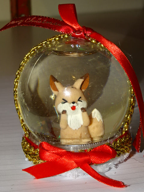 Handmade Cheeky Festive Fox Snow Globe