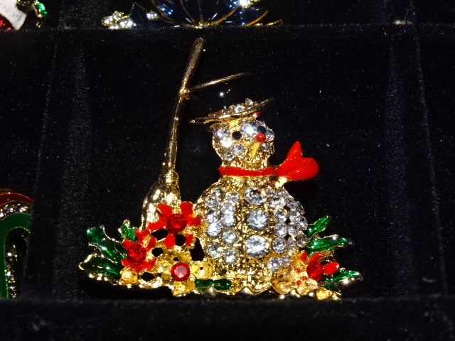 Sparkling Snowman Festive Brooch