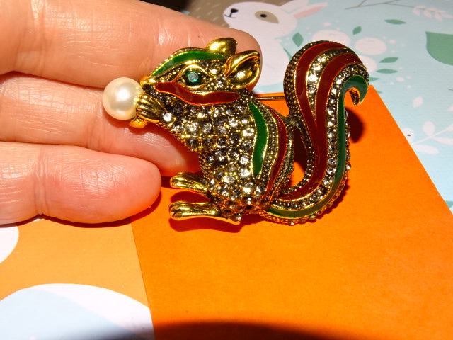Large Cheery Chipmunk Festive Brooch