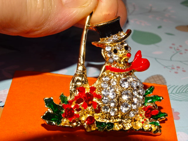 Sparkling Snowman Festive Brooch