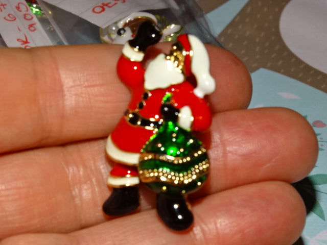 Cute Enamelled Santa Festive Brooch
