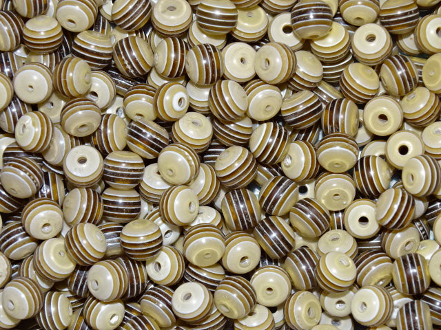 'Latte' Resin Striped Beads  8mm