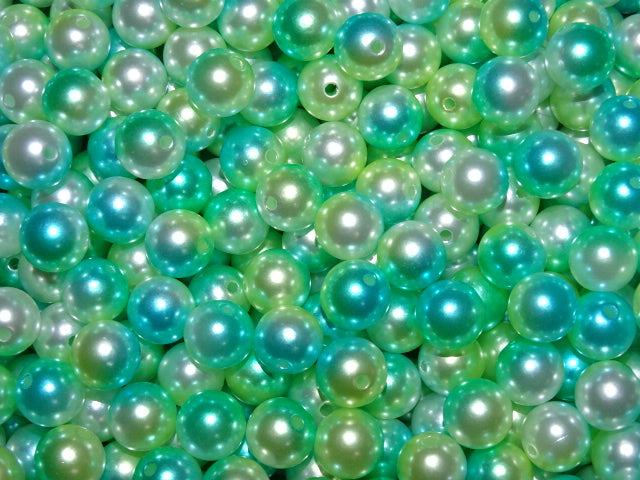 ' Fairy Pools'  Rainbow ABS Plastic Imitation Pearl Multi Toned Beads 12mm