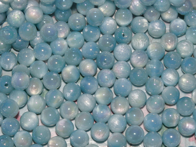 Iridescent Cool Blue   Resin Opaque Ab Rainbow Plated Beads  10mm