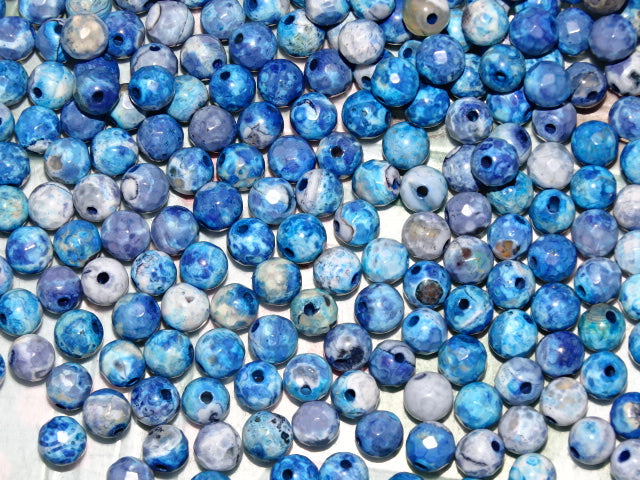 'Spring Sky'  Natural Crackle Fire Agate Dyed Beads   6mm