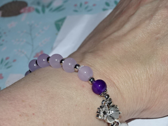 Crackle Glass Bead  and Charm Elastic Bracelets