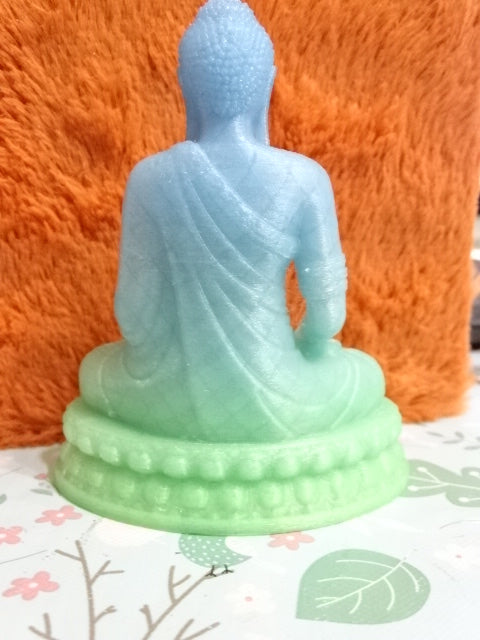 Sitting Ombre Effect Buddha  10cm x 8cm (approx)  Made from Green and Blue PLA  Filament