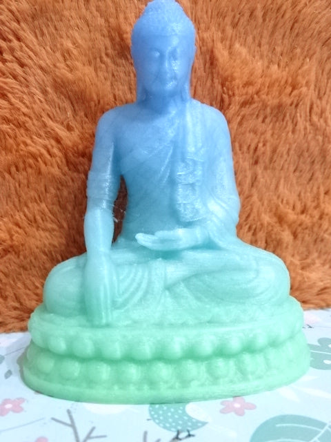 Sitting Ombre Effect Buddha  10cm x 8cm (approx)  Made from Green and Blue PLA  Filament