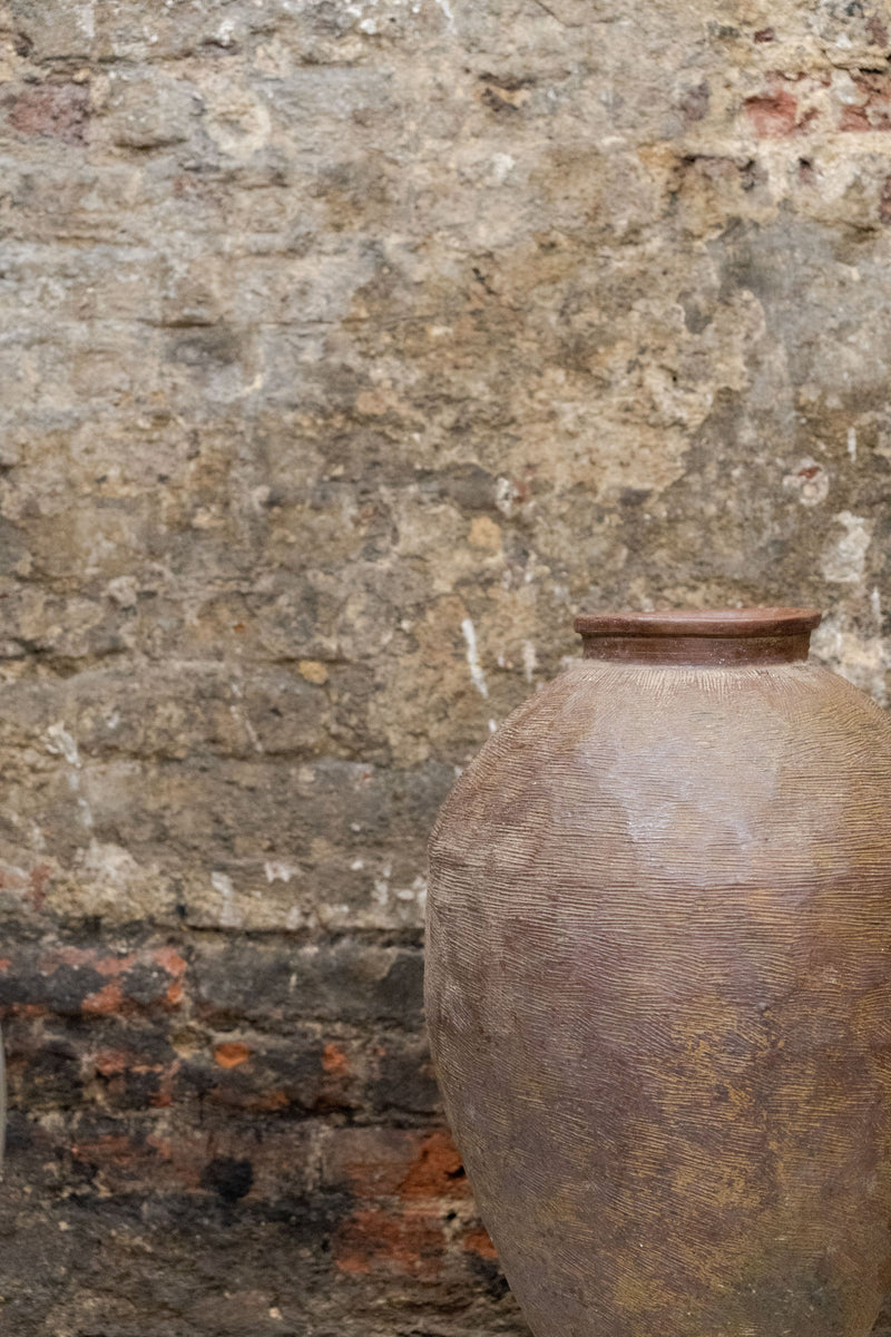 Vintage Old Brown Asian Pots