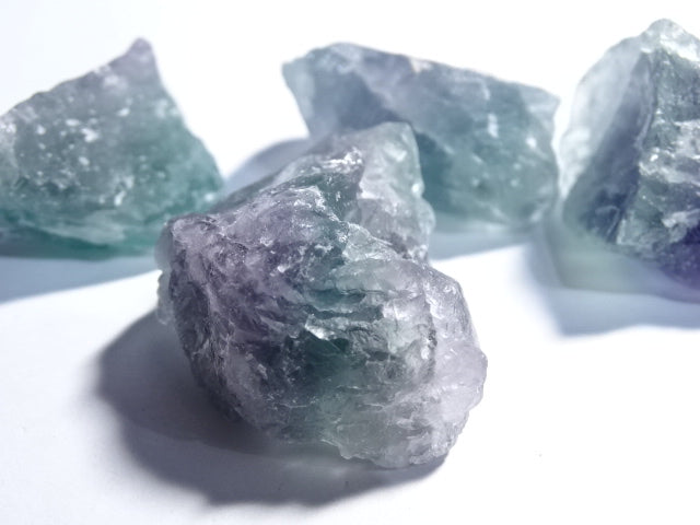 Rough Cut Green / Purple Fluorite Chunks