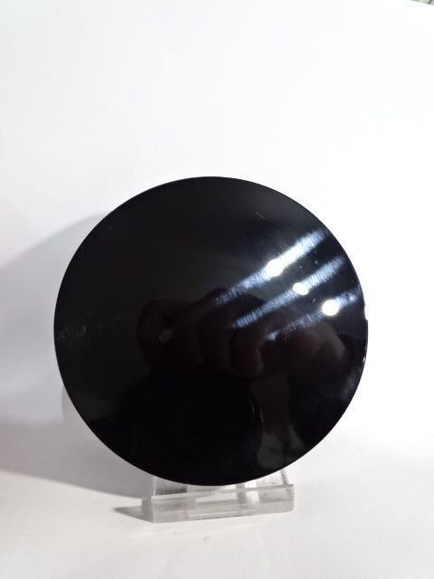 Black Obsidian Plate / Scrying Mirror  10cm (100mm) Diam.